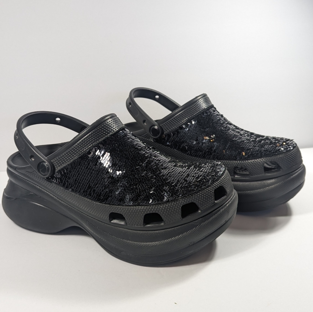 Crocs Classic Bae Platform Clog Sequin Black W 11
